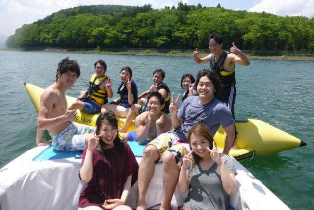 【山梨・山中湖・SUP】バナナボート＆SUPでクルージング！富士山一望の好ロケーション