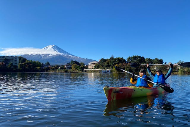 【山梨・河口湖・カヤック】冬の富士山を満喫！のんびり河口湖ウィンターカヤックコース　写真データ無料！